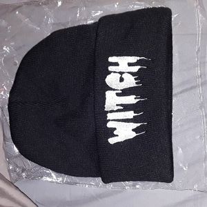 "Witch" black beanie hat New